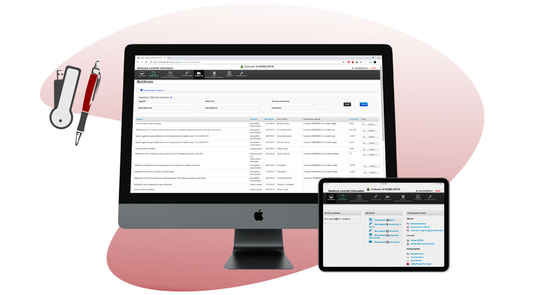 Mockup software Contratto Informatico per la gestione di tutte le fasi della stipula dell'atto